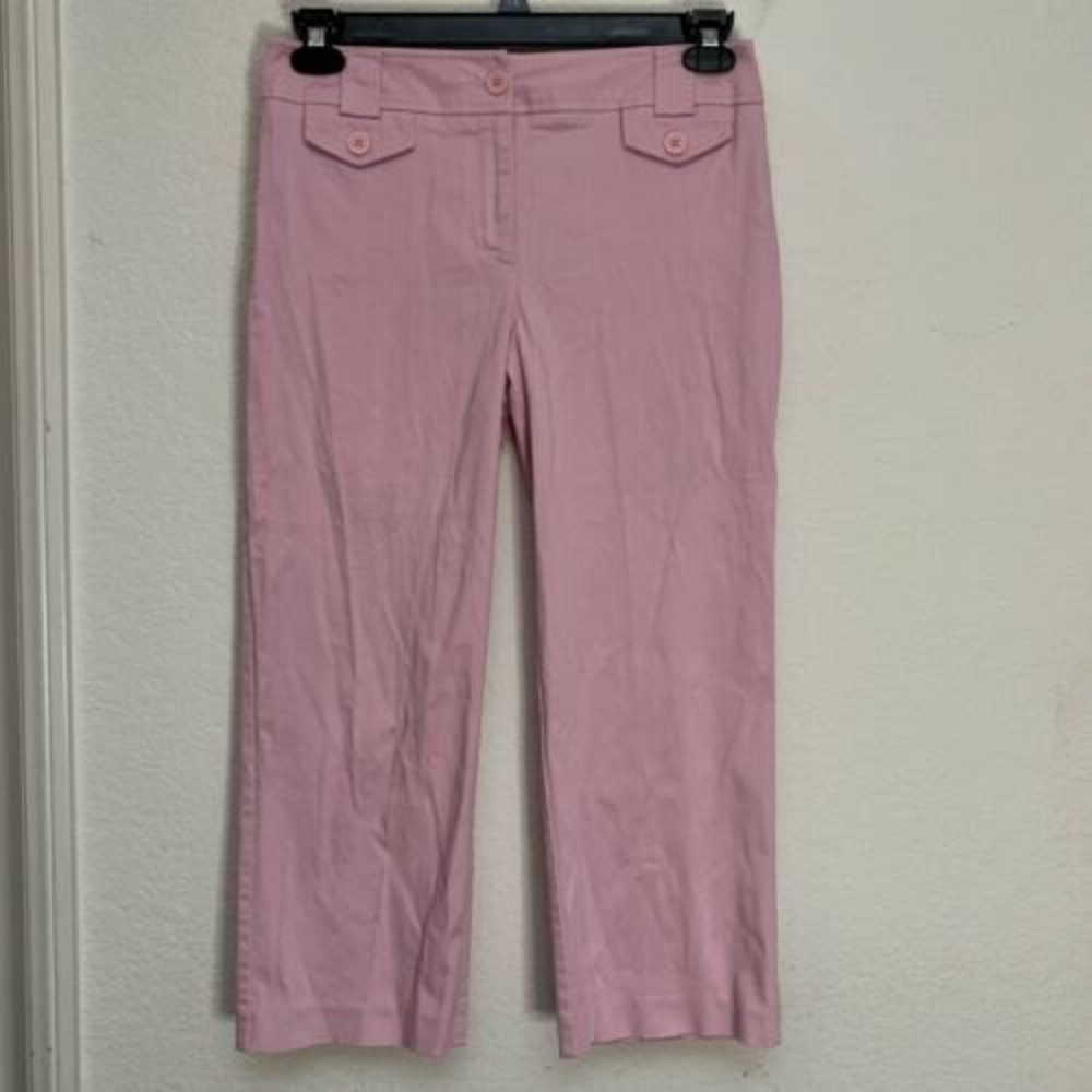 New York And Company Pink Pants Straight Leg Cropped Pastel Chino Slacks Sz 10 M